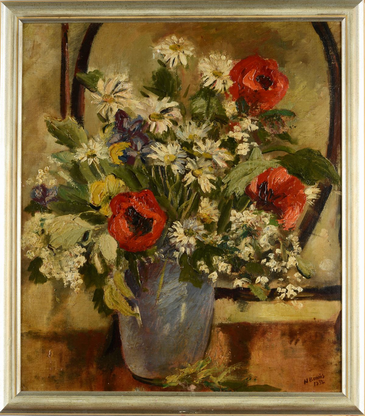 Nadia Benois - Still Life With Poppies And Marguerites