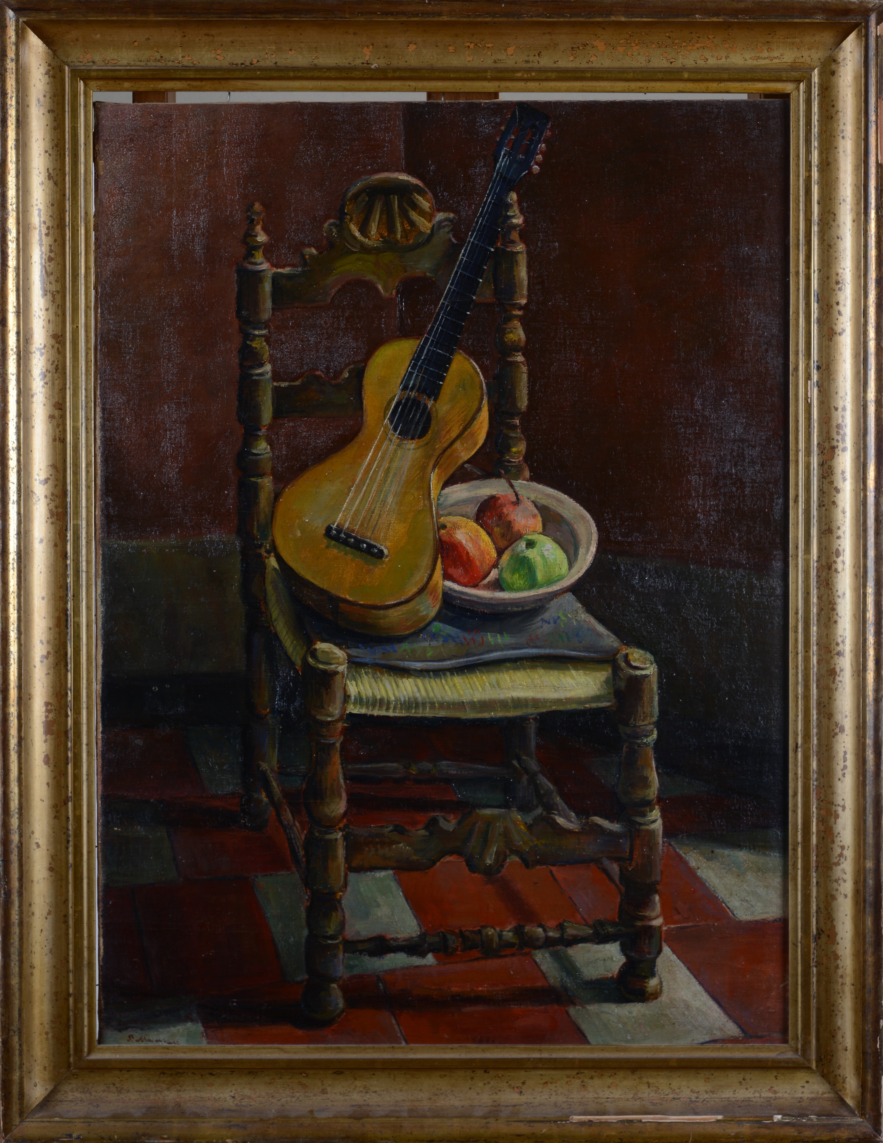 Piero Marussig - Natura Morta con Chitarra (fronte) - Ritratto di Donna (retro)