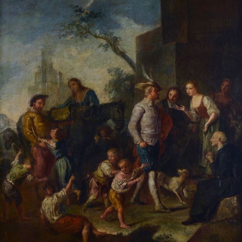 Anonimo, XVIII Sec. - Don Chichiotte e Sancho Panza (da Giovan Battista Rossi)