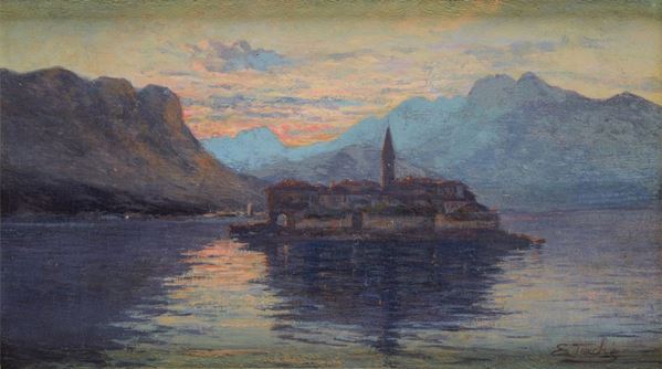 Anonimo, XX sec. - Isola dei pescatori sul Lago Maggiore