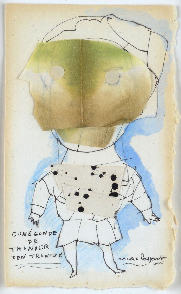 Max Papart - Cunégonde - Collage, acquerelli e matite su carta