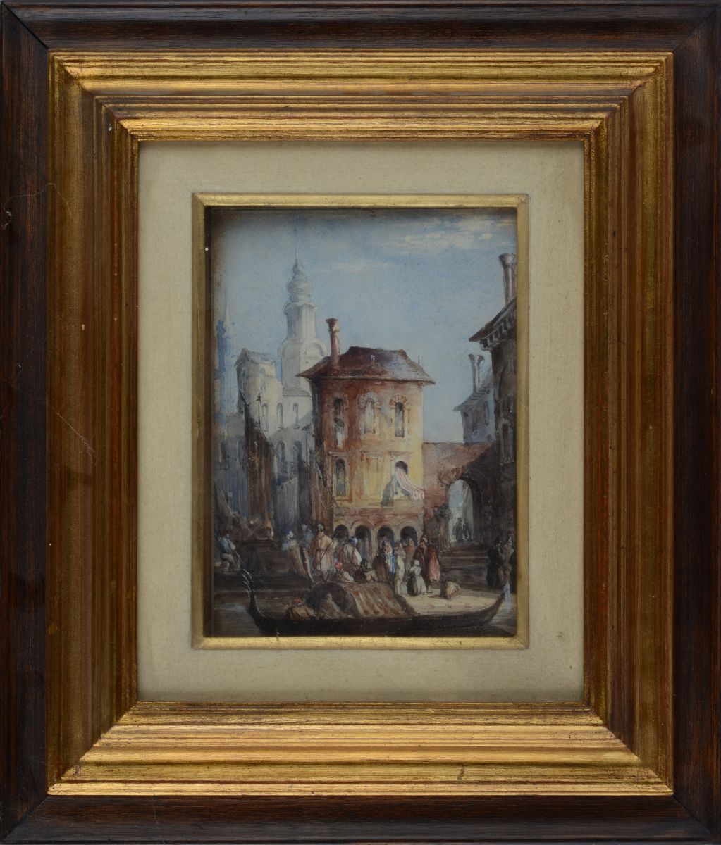 Scorcio di Venezia con palazzi e figure