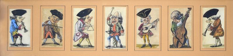 Sette caricature di musicanti
