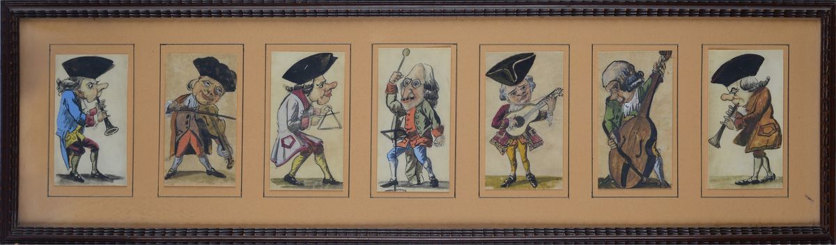 Sette caricature di musicanti