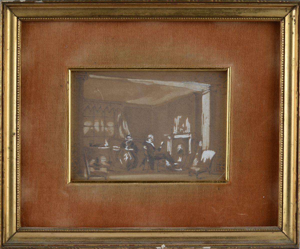 Interno di salotto con figure