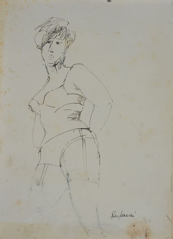 Enzo Faraoni : Modella  (1964)  - China su carta - Asta ARTE MODERNA E CONTEMPORANEA - Pananti Online