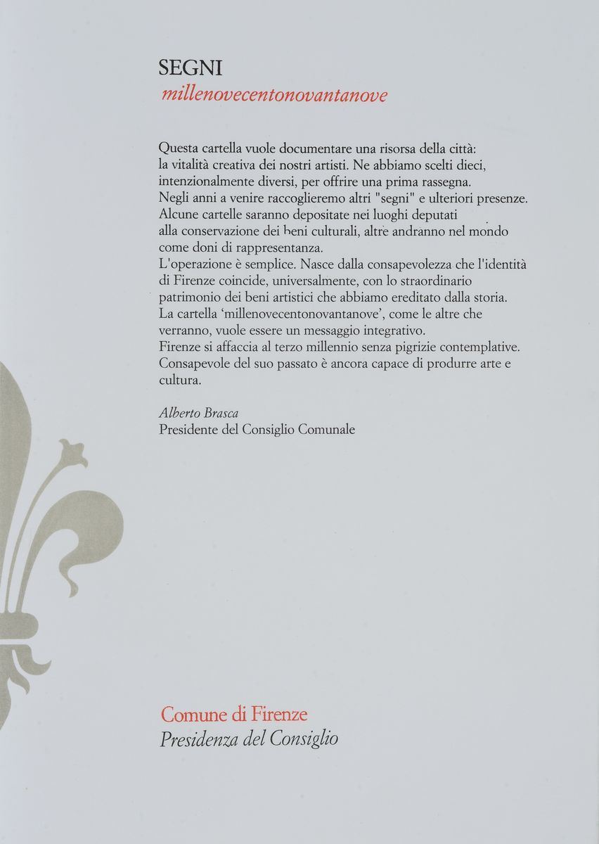 Cartella “Segni”, acque­forti e litografie numerate e firmate (1999)