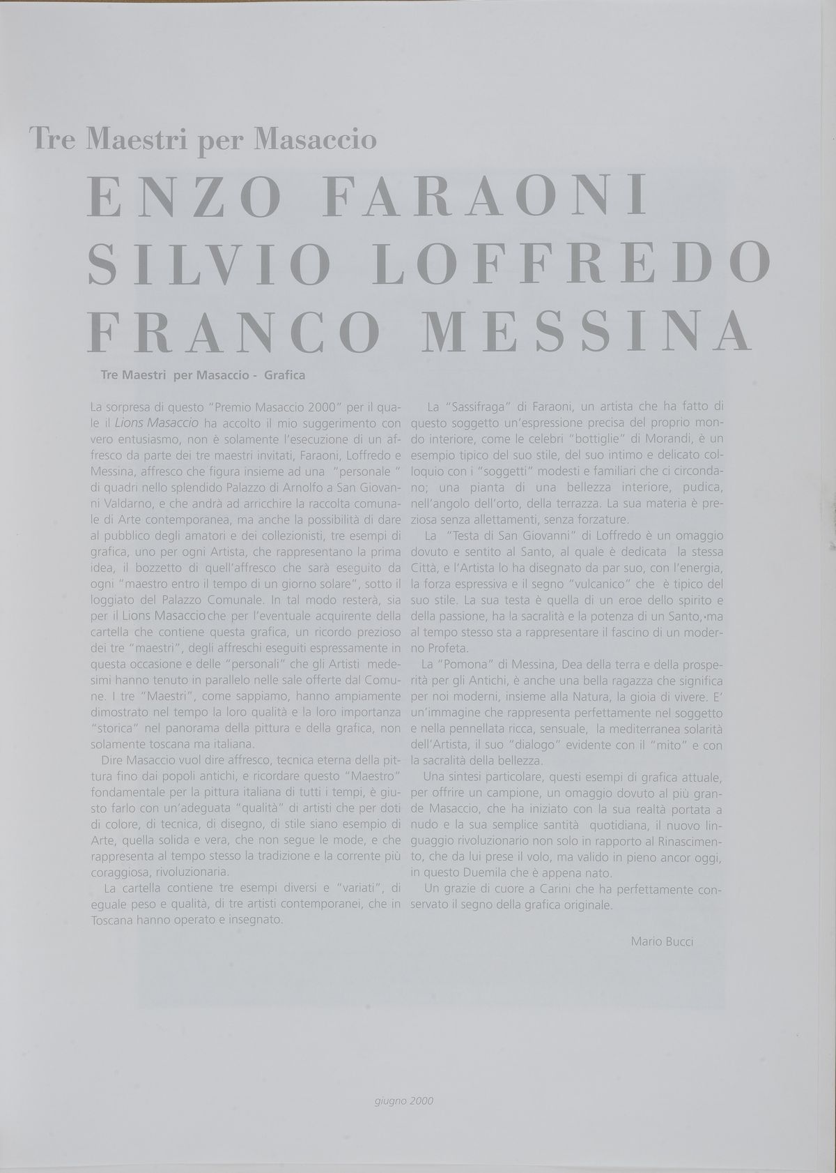 Tre litografie in cartella, Enzo Faraoni, Sassifraga; Silvio Loffredo, Testa di San Giovanni; Fra...