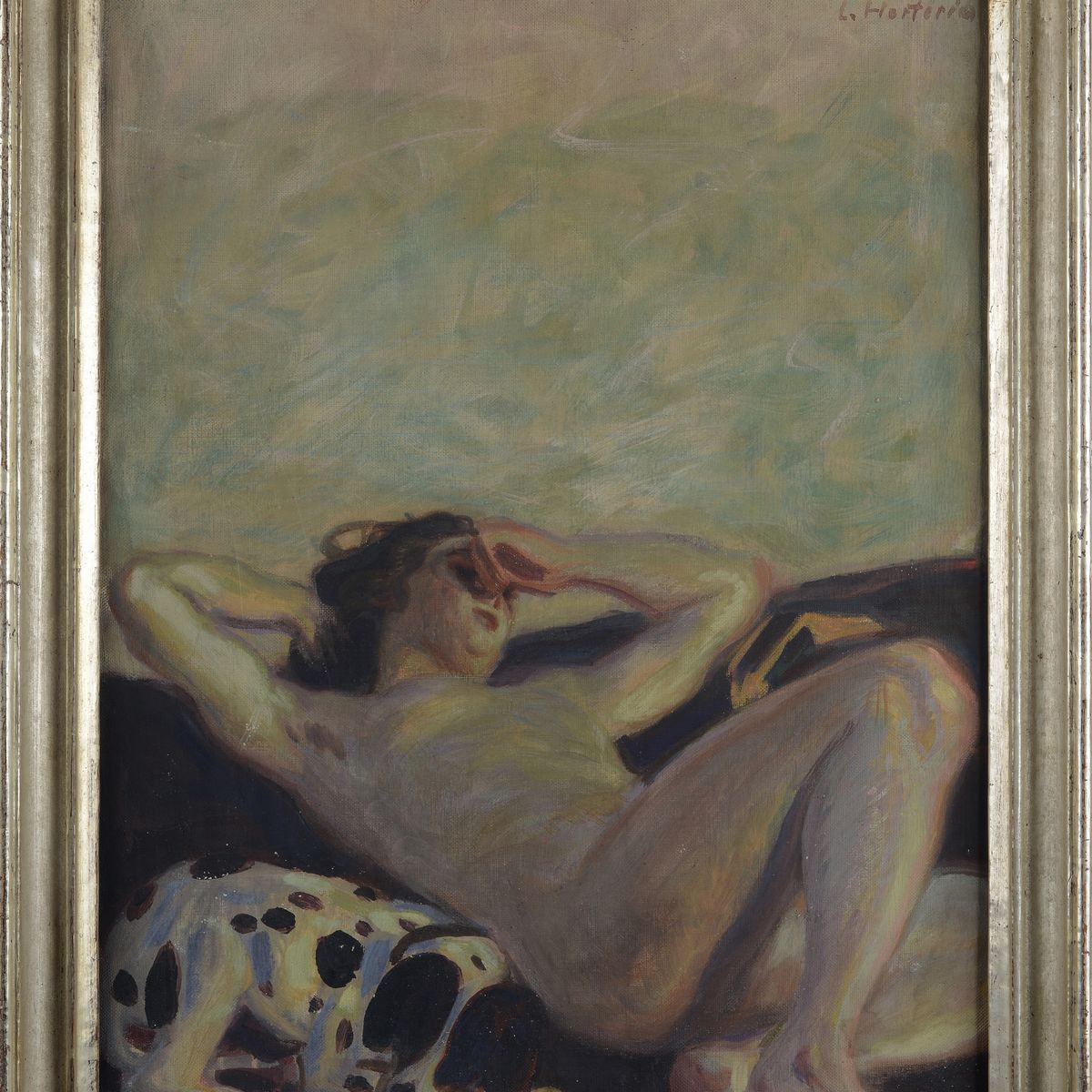 Ludwig Von Herterich - Nudo Sdraiato con Cane