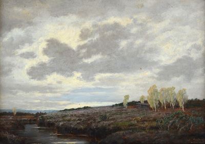 Paesaggio Serale con Cervi