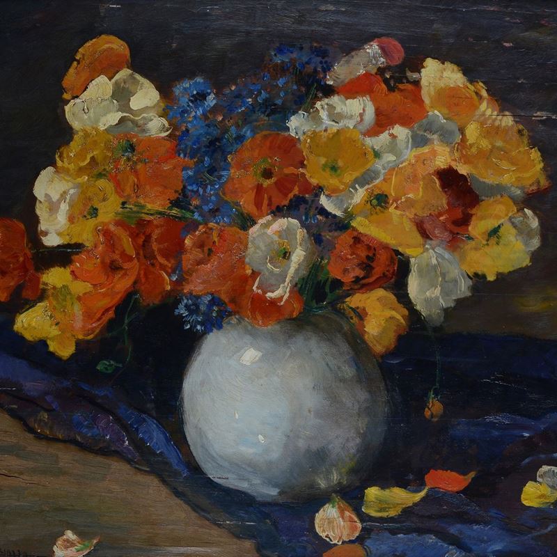 Pier Antonio Gariazzo - Vaso di Fiori (fronte) - Ritratto di Signora al Mare (verso)