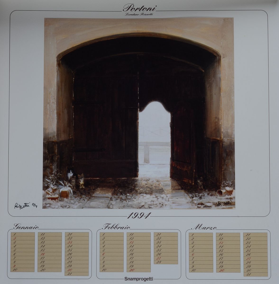 Calendario 1994, Portoni di Loredano Rizzotti (edizione in 300 copie)
