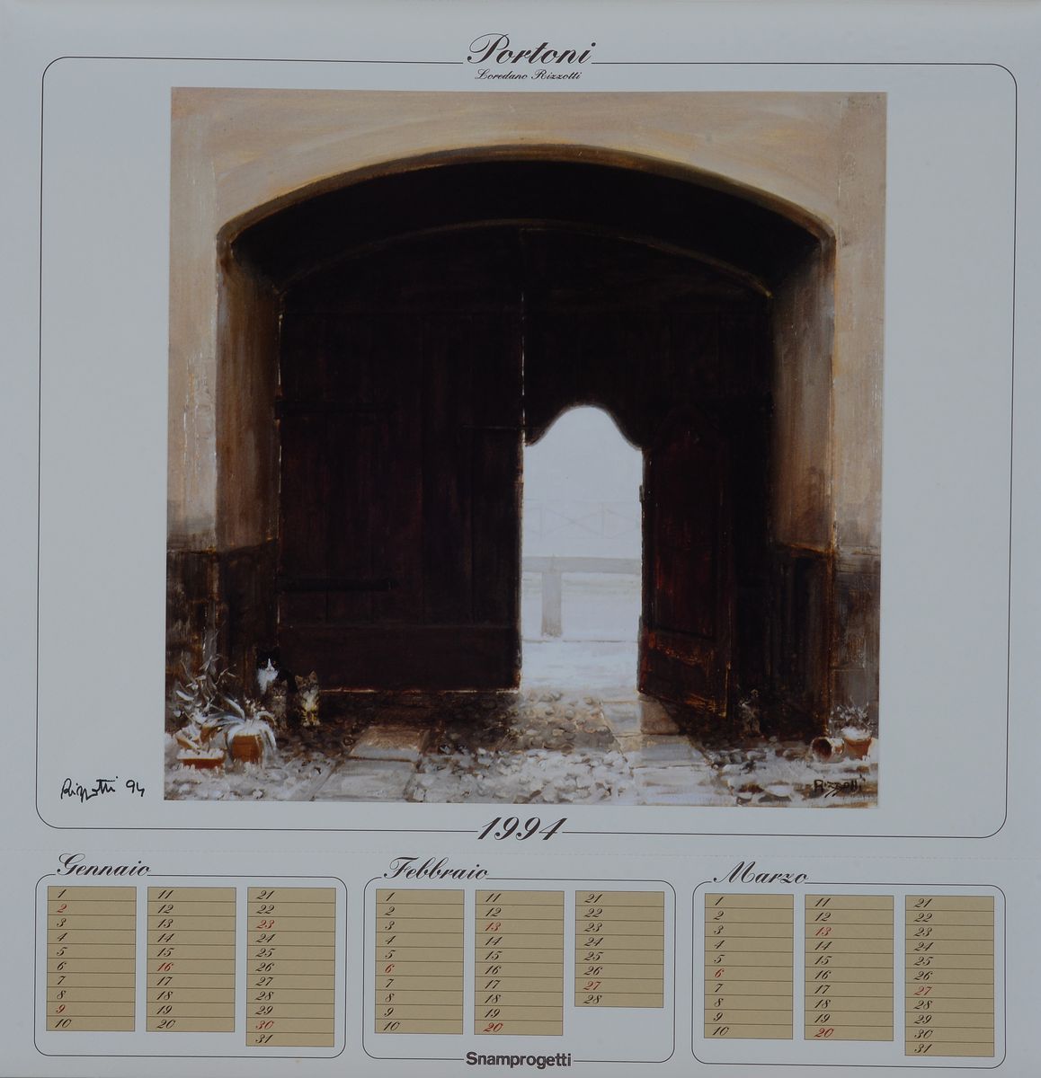 Calendario 1994, Portoni di Loredano Rizzotti (edizione in 300 copie)