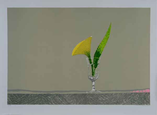 Edolo Masci : Un fiore in un bicchiere d'acqua  - Litografia - Asta GRAFICA ED EDIZIONI - Pananti Online