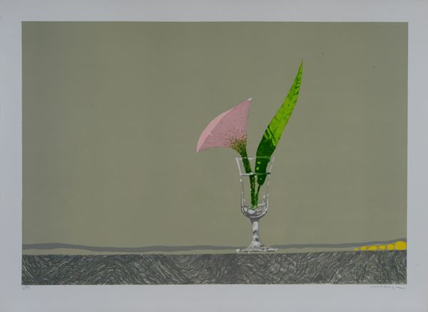 Edolo Masci : Un fiore in un bicchiere d'acqua  - Litografia - Asta GRAFICA ED EDIZIONI - Pananti Online