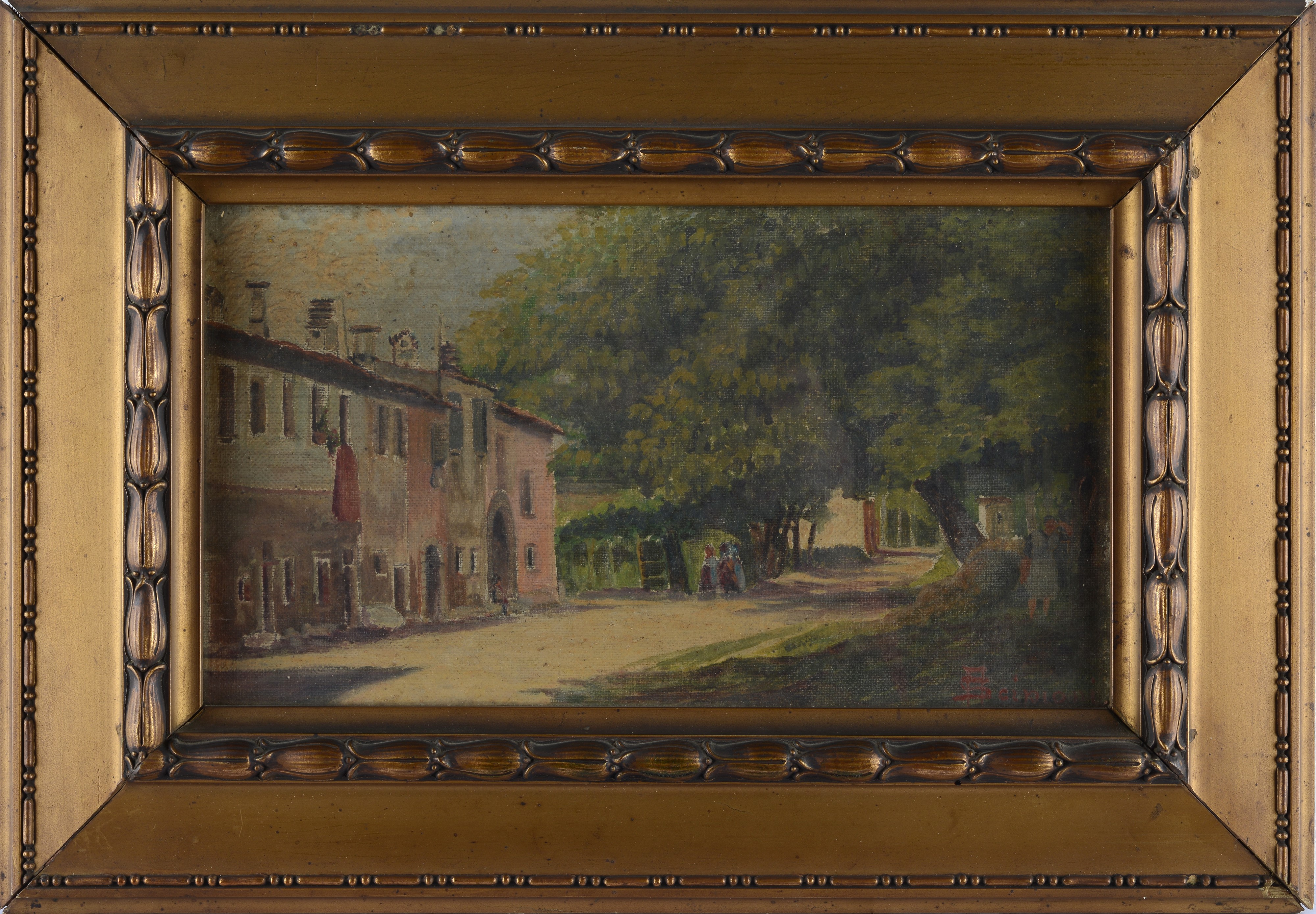 Strada di campagna con case