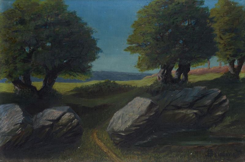 Anonimo, XX Sec. - Paesaggio con Alberi