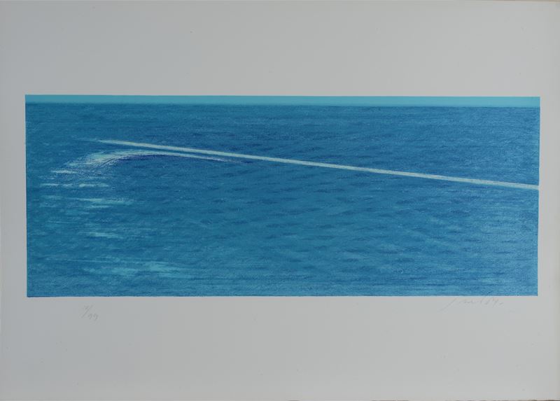 Piero Guccione - Linee dell’acqua (litografia, es. 10/99)