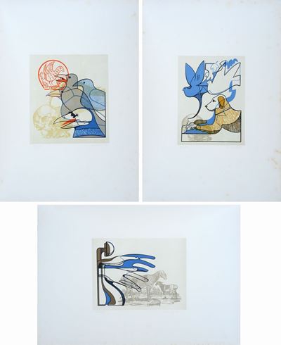 Cartella con tre litografie a colori (Anno Santo 1975)