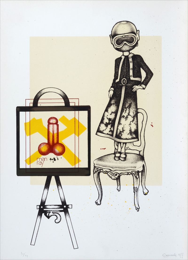 Giuseppe Guerreschi - Man Ray, litografia (1977)