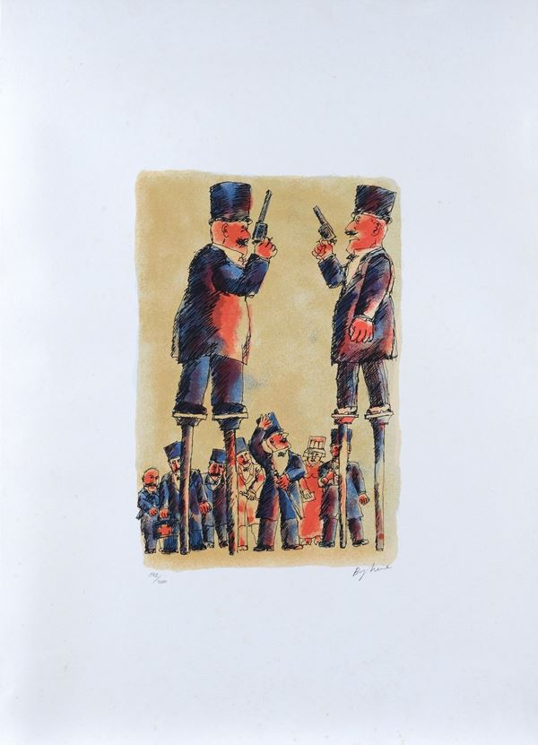 Franz Borghese : Il duello  - Serigrafia - Asta GRAFICA ED EDIZIONI - Pananti Online