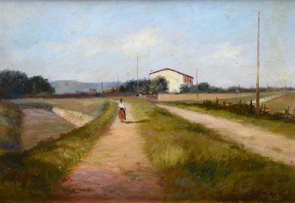 Fausto Magni - Paesaggio con casa sullo sfondo