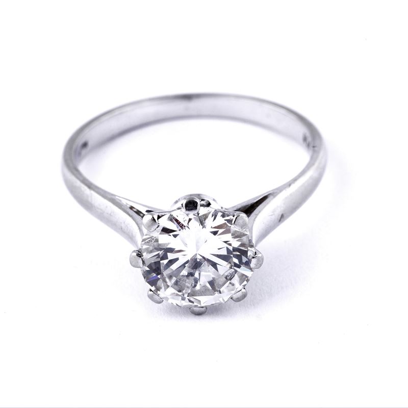 Anello Solitario in Oro Bianco