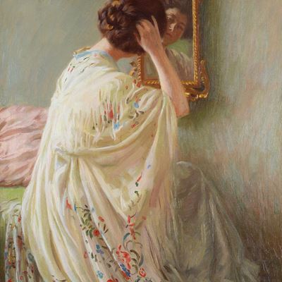 Donna Seduta allo Specchio