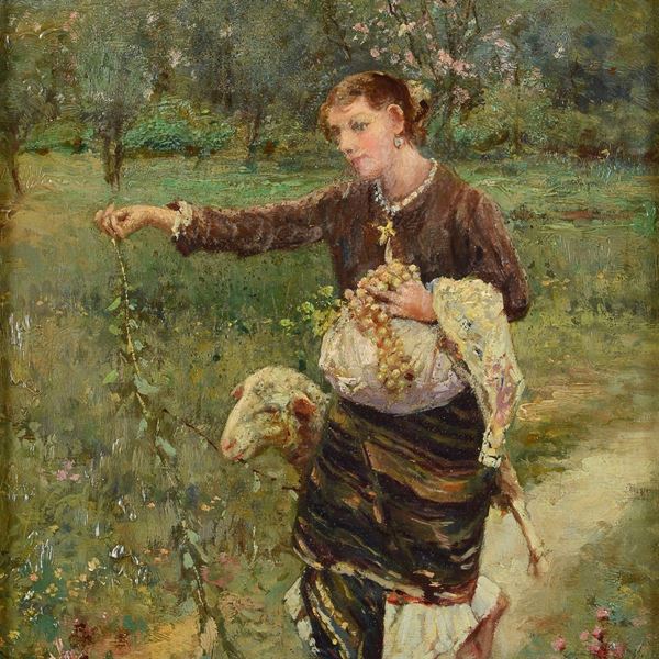 Giuseppe Giardiello - Contadina con pecora