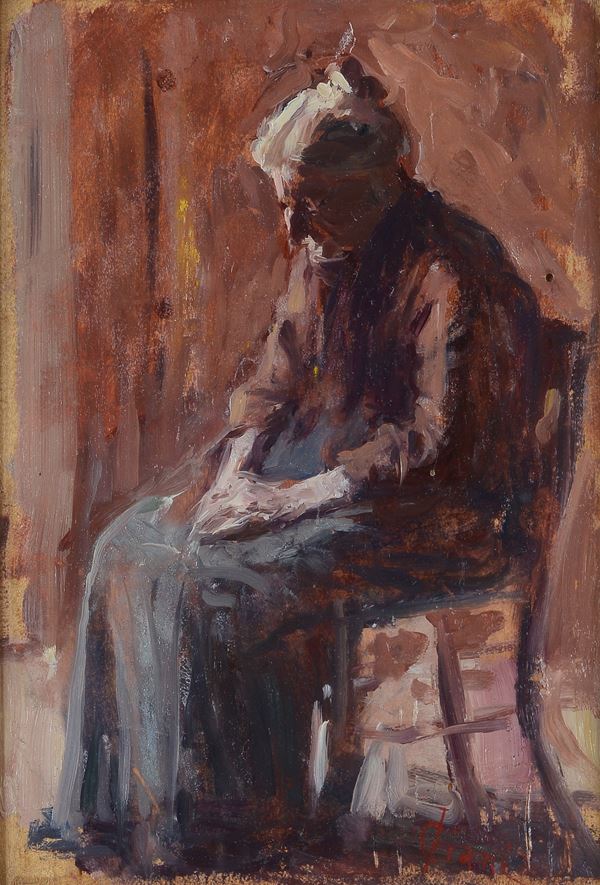 Cesare Ciani - Ritratto di anziana seduta