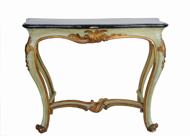 Consolle in Legno Laccato e Dorato