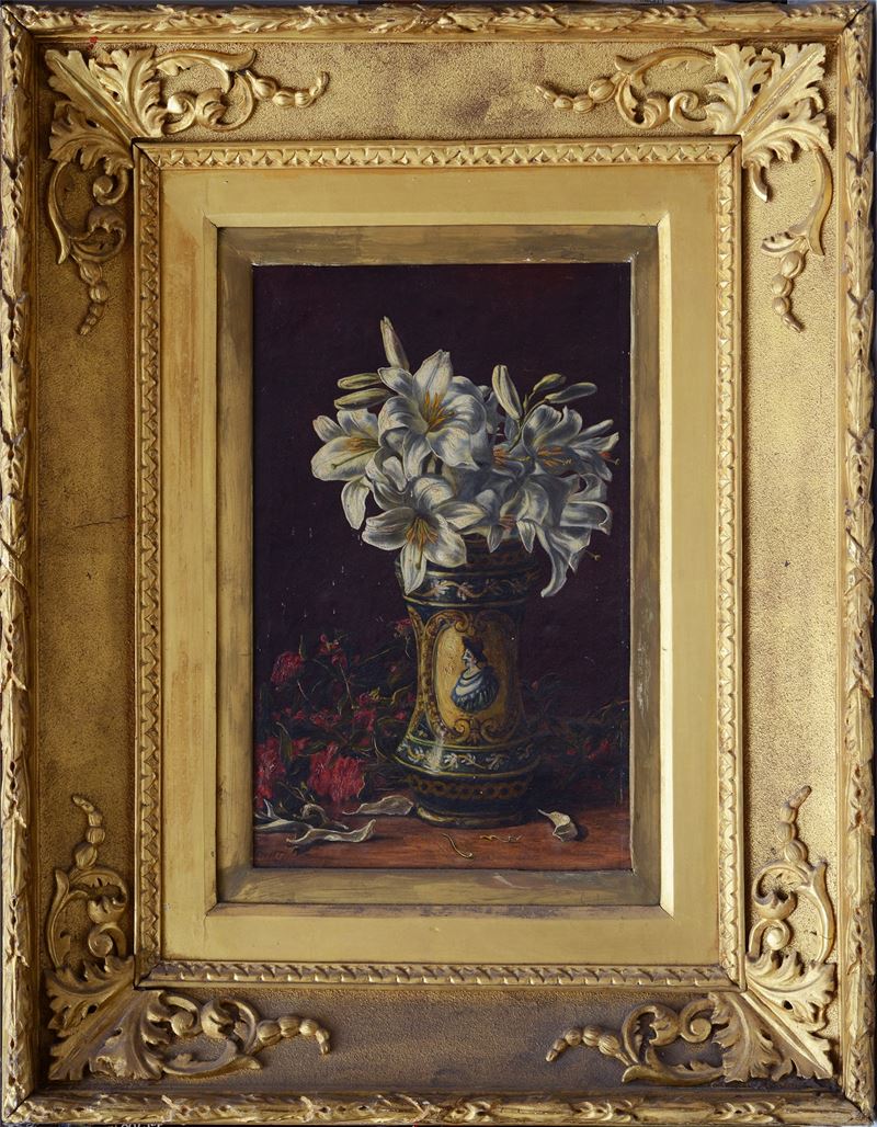Anonimo, XIX Sec. - Vaso con Gigli