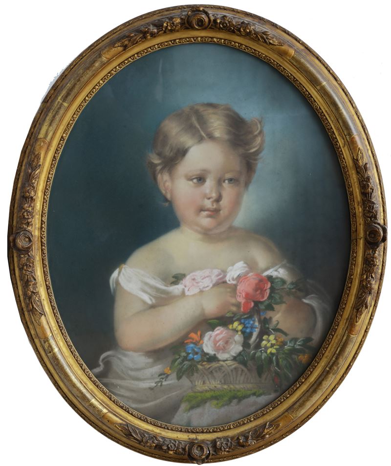 Anonimo, Inizi XIX Sec. - Ritratto di Bambina con Fiori