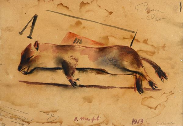Alberto Manfredi : Donnola  (1983)  - Acquerello su carta - Asta ARTE MODERNA E CONTEMPORANEA - Pananti Online
