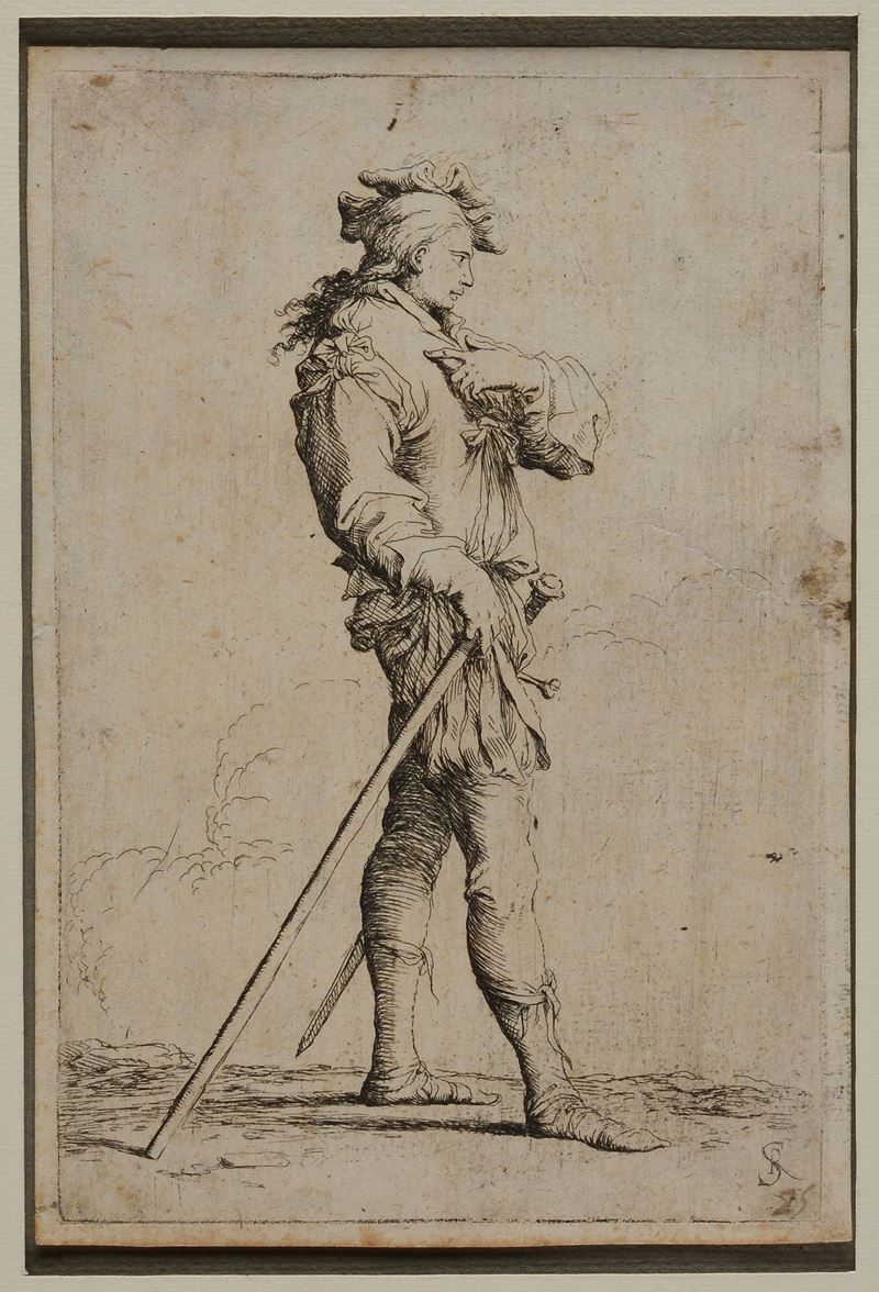 Salvator Rosa - Soldato di Profilo con Spada