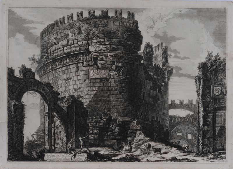 Giovanni Battista Piranesi - Sepolcro di Cecilia Metella Ordetto Capo di Bove...