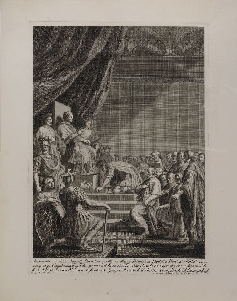 Giuseppe Zocchi - Ambasceria di Dodici Soggetti Fiorentini al Papa Bonifacio VIII