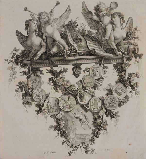 Jean-Baptiste  Huet : Sfingi e putti  (1779)  - Incisione - Asta STAMPE ANTICHE - Pananti Online