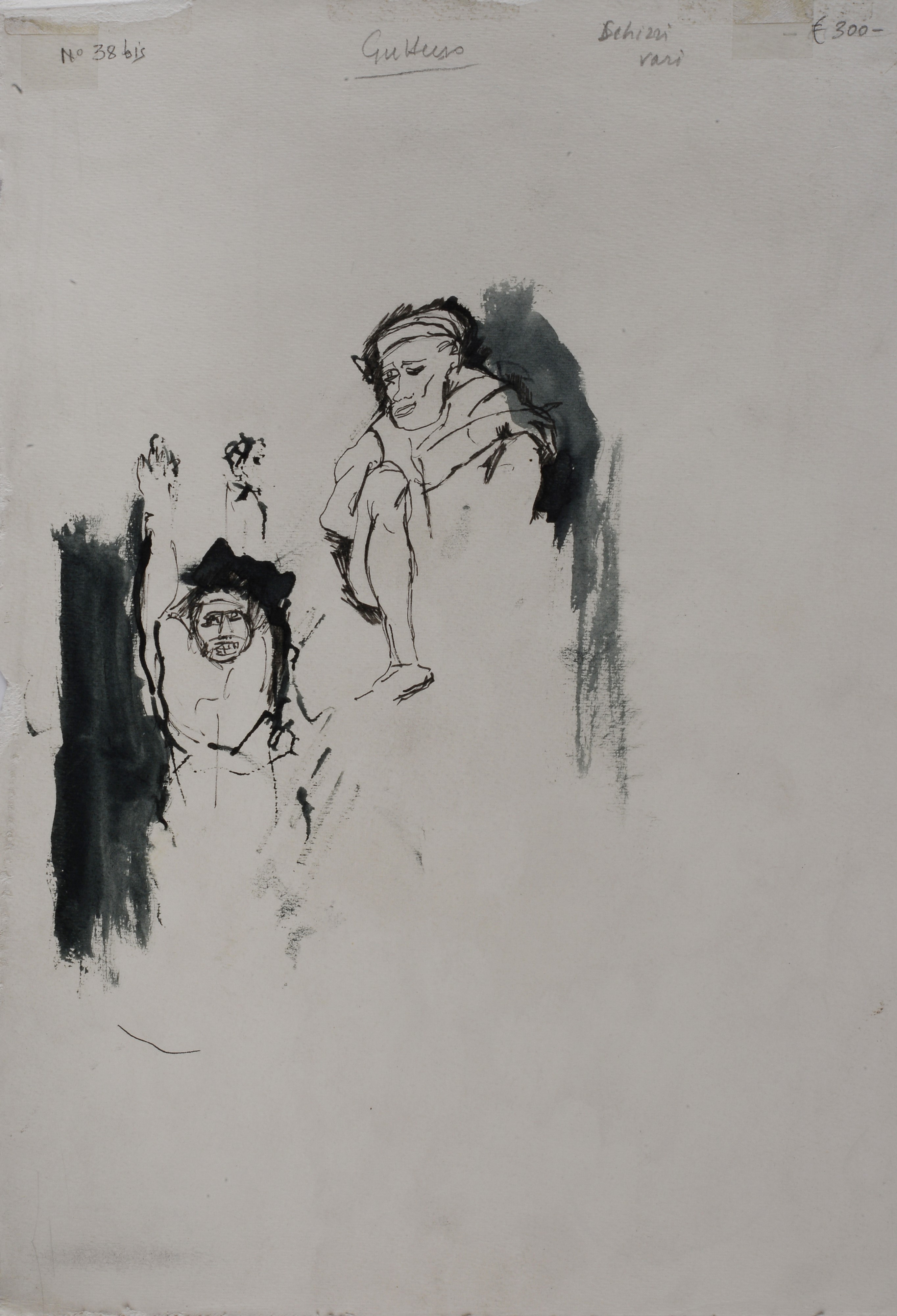 Renato Guttuso - Nudo Femminile (fronte) Schizzi di Figure (retro)