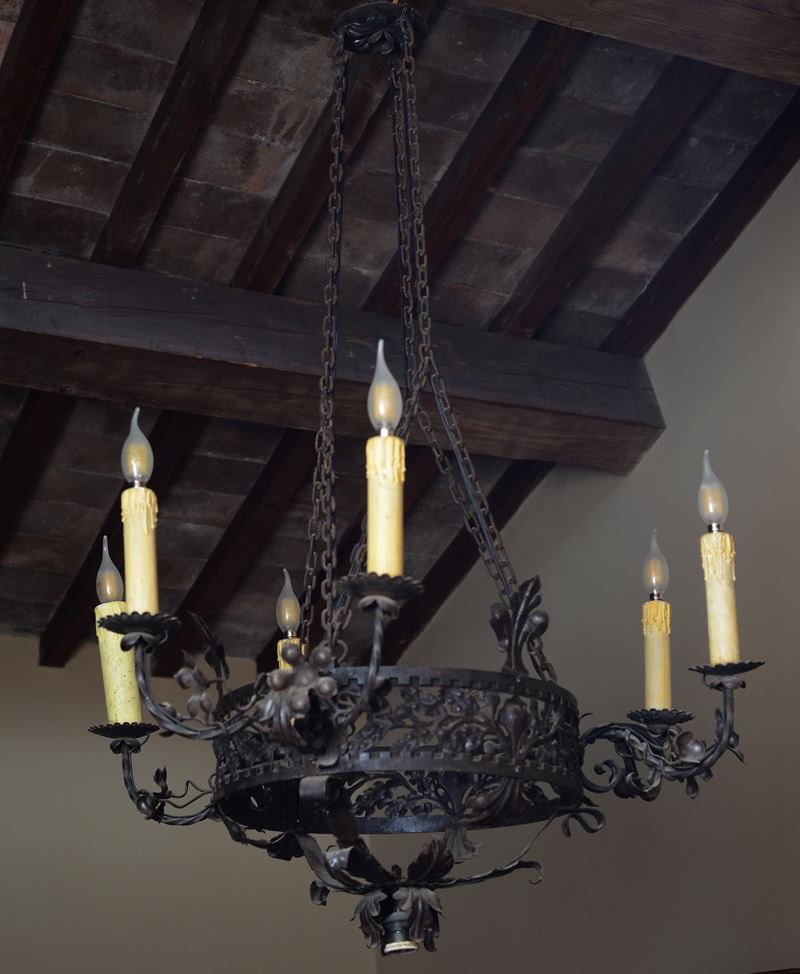 Lampadario in Metallo Brunito