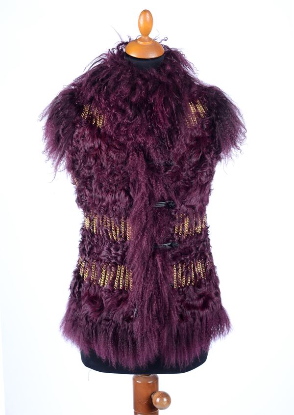 ROBERTO CAVALLI - Gilet in mongolia color vinaccia