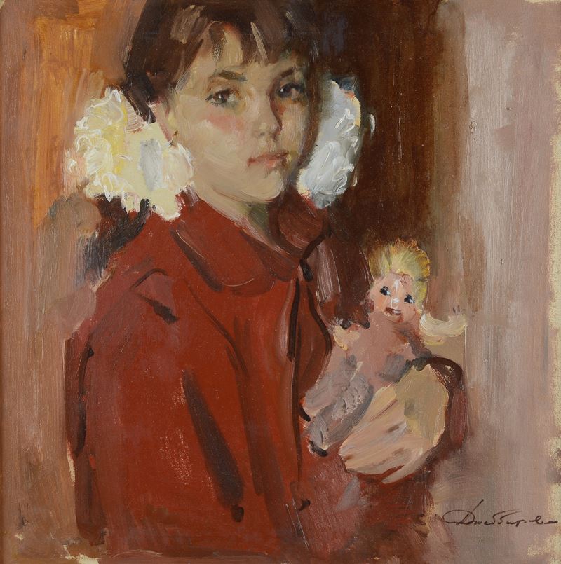 Anonimo, XX Sec. - Ritratto di Bambina con Bambola