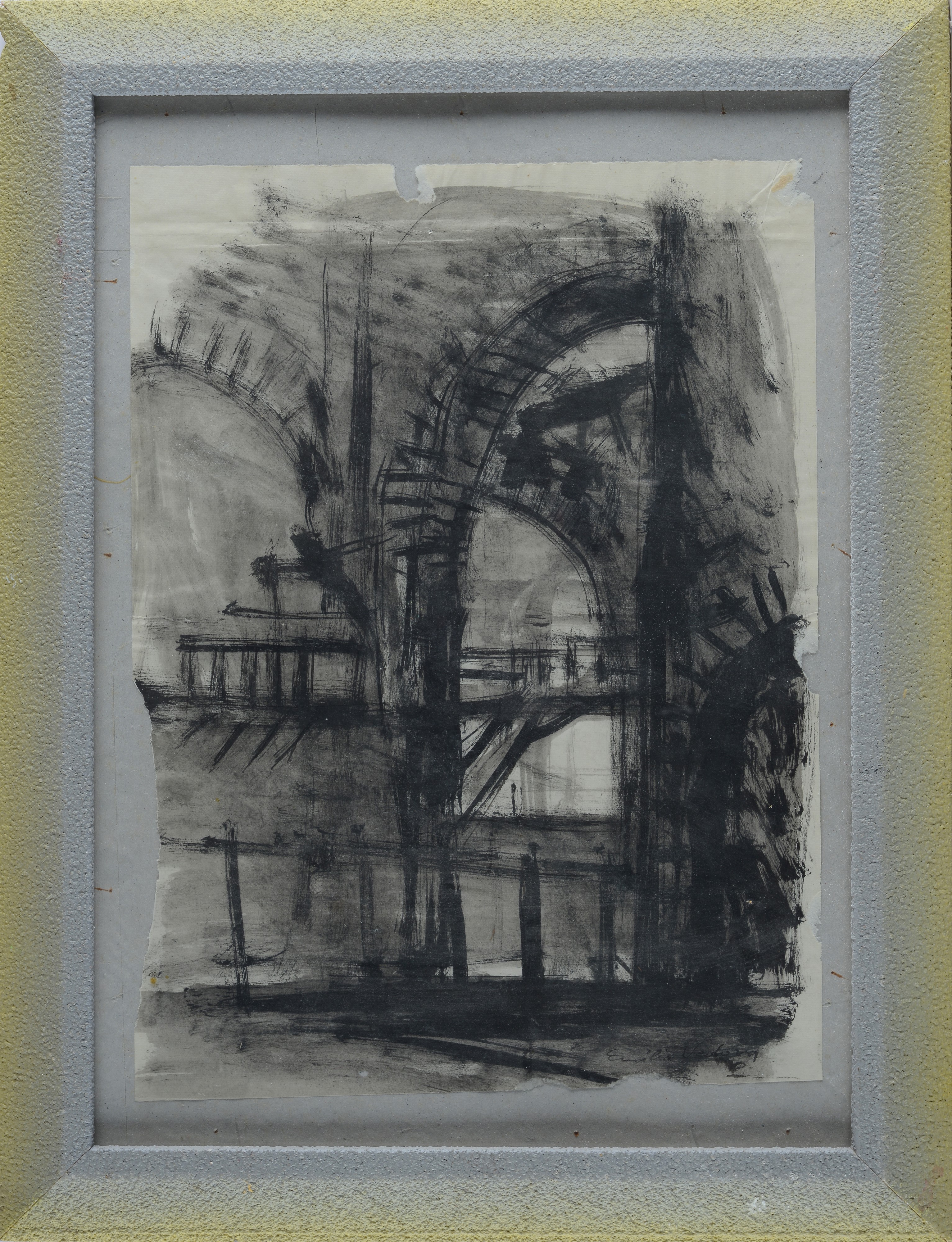Emilio Vedova - Interno della Chiesa della Salute, inchiostro su carta