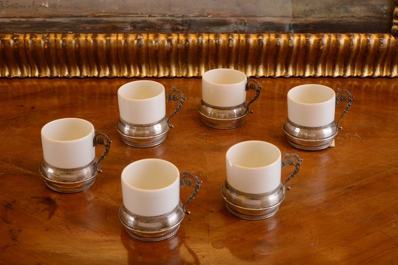 Serie di Sei Tazzine da Caffè in Porcellana
