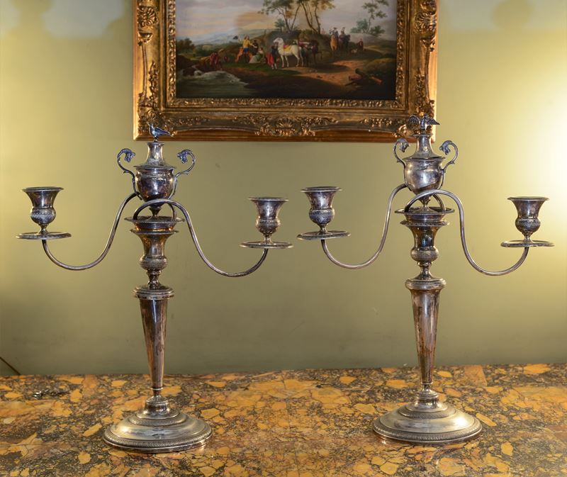 Coppia di Candelieri in Argento