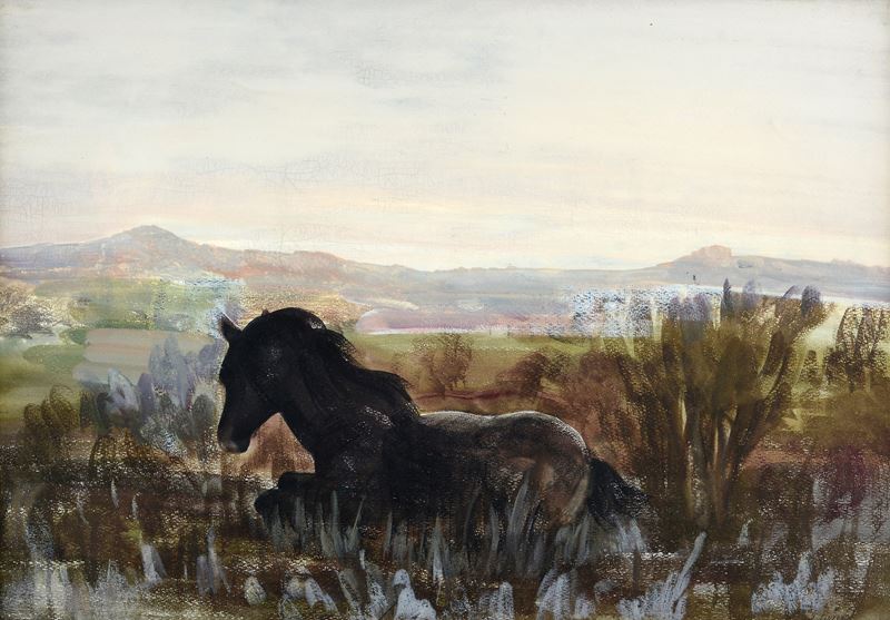 Anonimo, XX Sec. - Paesaggio con Cavallo