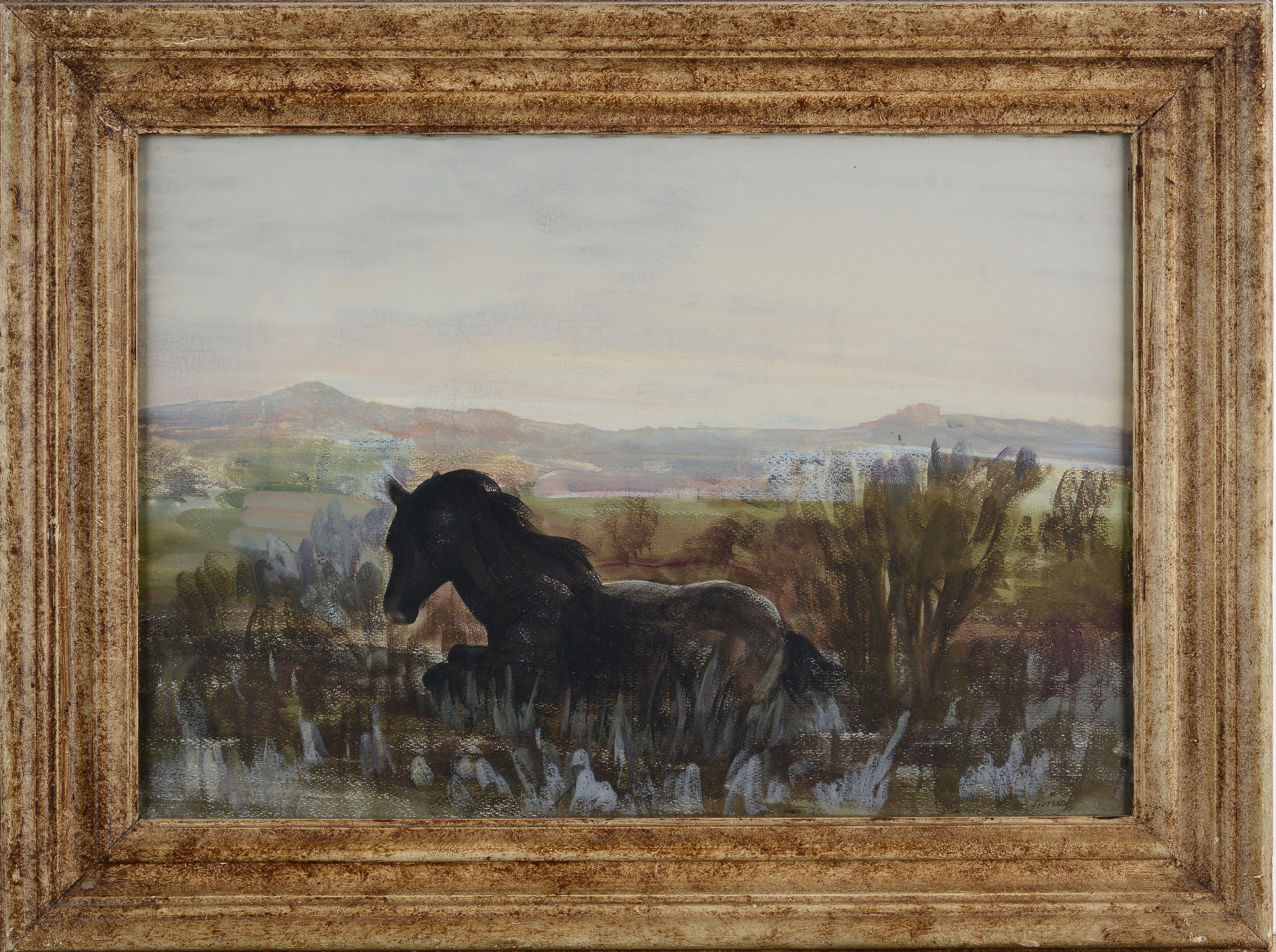 Anonimo, XX Sec. - Paesaggio con Cavallo