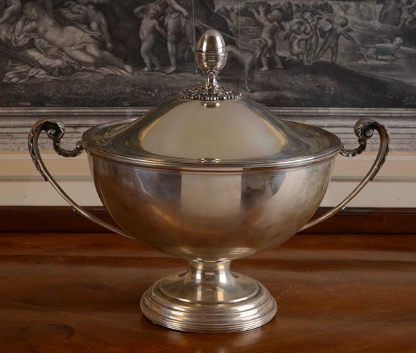 Grande coppa centrotavola in argento Del Bono, Firenze