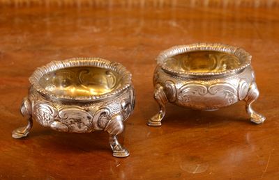 Coppia di Saliere in Argento Parzialmente Vermeil