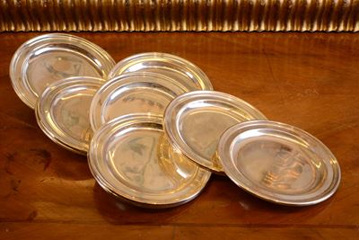 Serie di Dodici Piattini Portapane in Argento